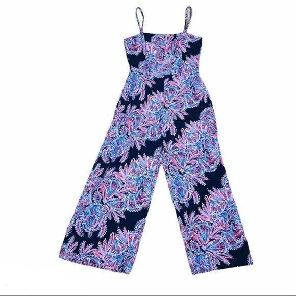 Lilly Pulitzer Sandra Jumpsuit Oyster Bay Size 0 - Picture 3 of 12